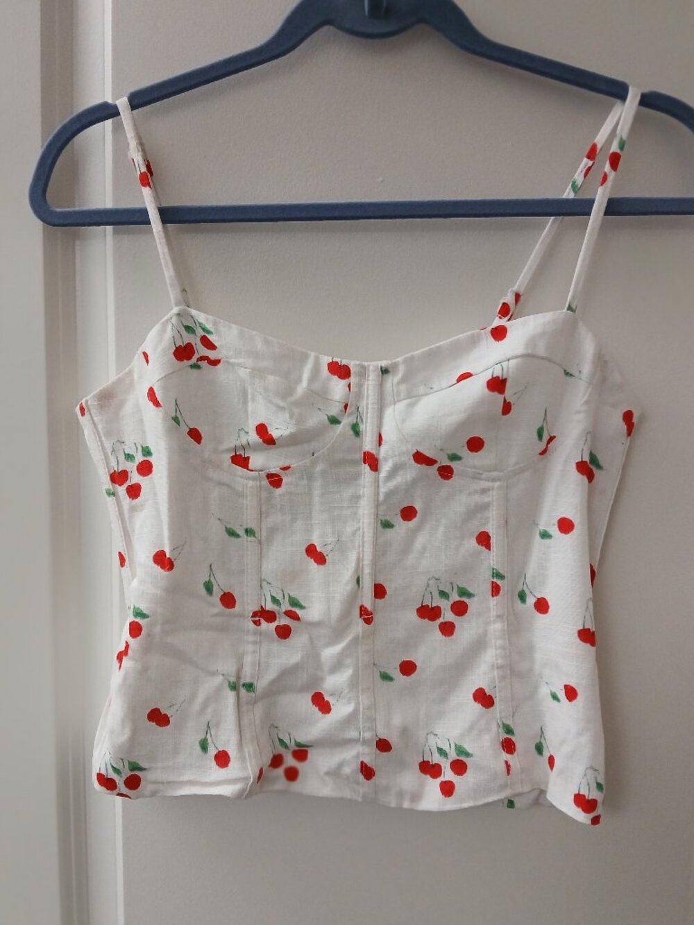 Aqua and Kristopher Brock Cherry print Bustier Top